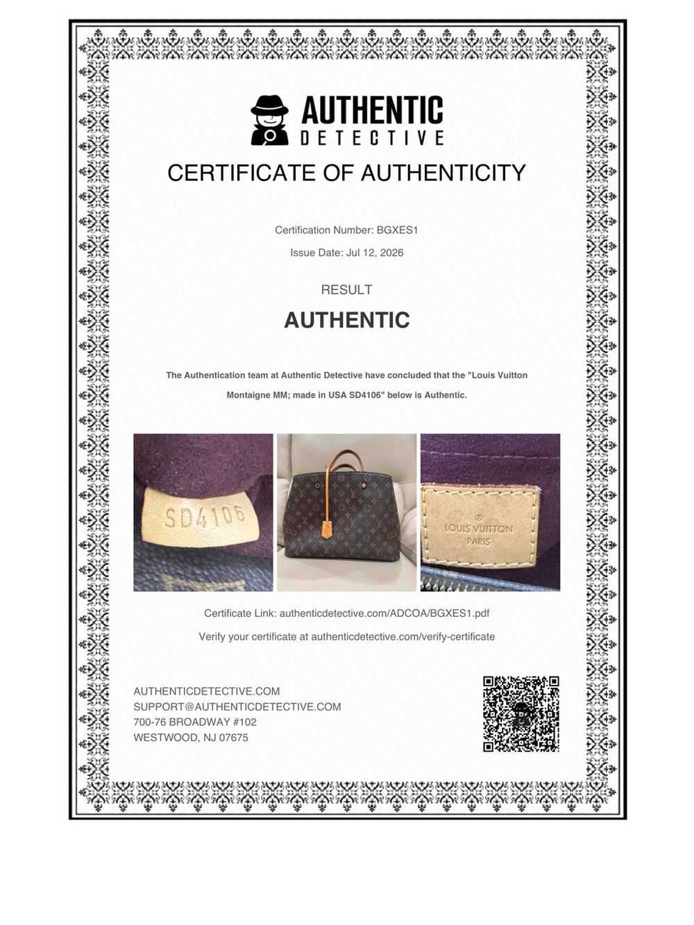 LV Montaigne GM Monogram + Dust Bag+ Authentic certificate+Receipt - Picture 8 of 15